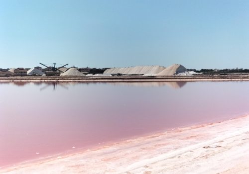 Pink salt flats for shooting