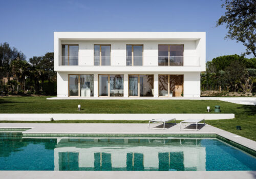 Nordic angular design house with a pool