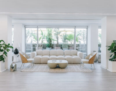 Minimalist penthouse space with terrace