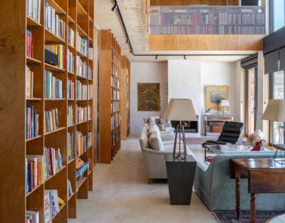 Contemporary home with library, garden, and pool in Madrid
